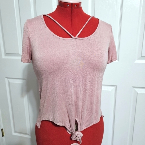 Threads Studio Strappy Front Tie Tee Shirt - Size M - Picture 2 of 9
